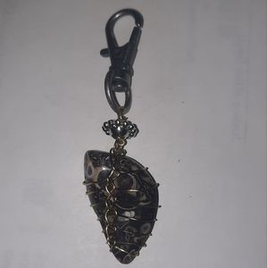 Handmade Wire Wrapped Polished Stone Keychain